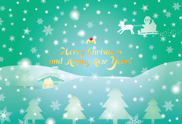 圣诞背景有圣诞老人、驯鹿和雪花水晶。图片下载