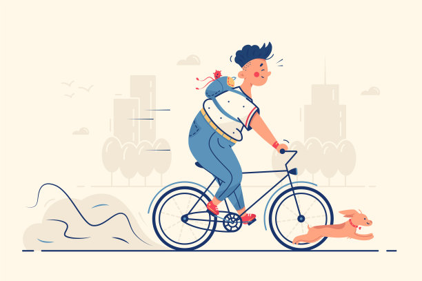 一个带着狗骑自行车的家伙图片下载