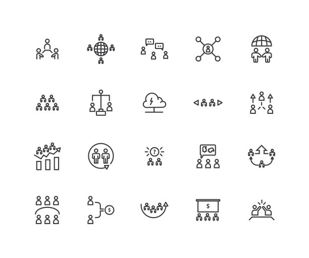 一套会议图标，如研讨会，教室，团队，会议，工作，教室图片下载