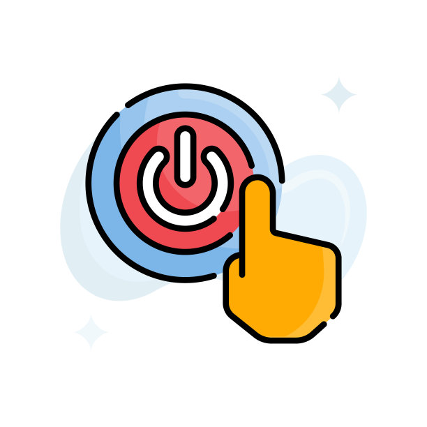 电源按钮矢量轮廓填充图标样式插图。EPS 10个文件图片下载