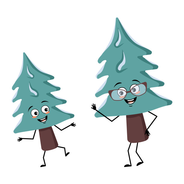 可爱的圣诞树性格，欢快的情绪图片下载