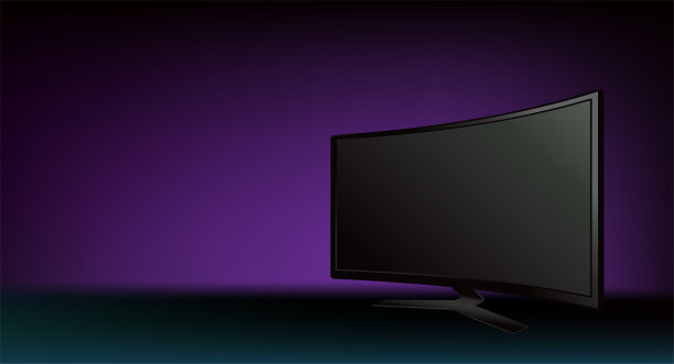 深色背景的平面曲面电视图片下载