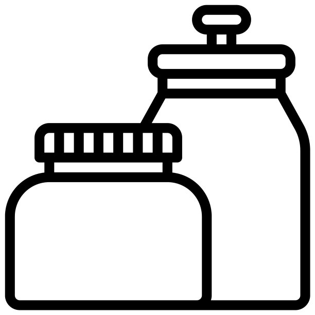 瓶子和罐子图标，超市和购物中心图片下载