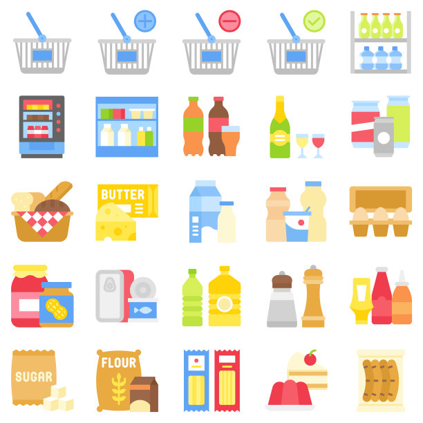 超市和购物中心相关的图标设置2图片下载