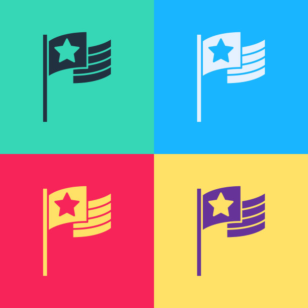 波普艺术美国国旗图标孤立的颜色图片下载