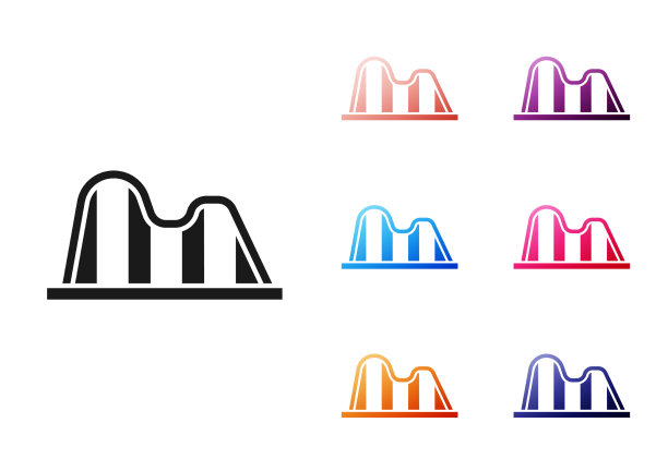 黑色的过山车图标孤立在白色上图片下载