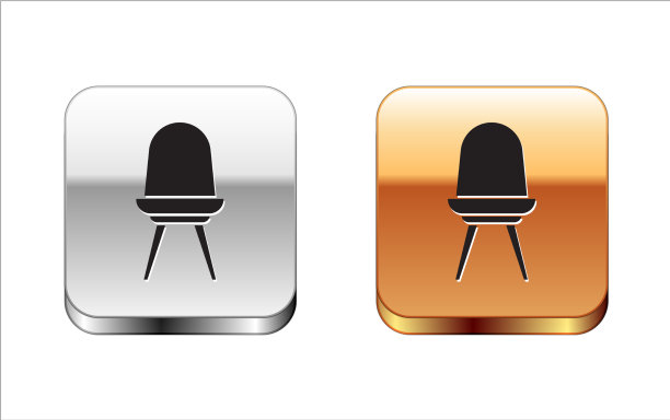 黑色椅子图标孤立在白色背景图片下载