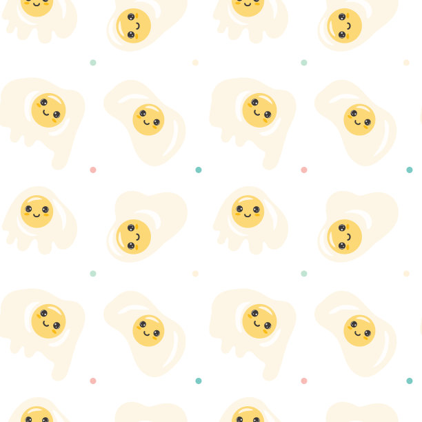 可爱煎蛋无缝背景重复图案。为孩子的矢量背景，设计，包装纸，海报，墙纸。图片下载