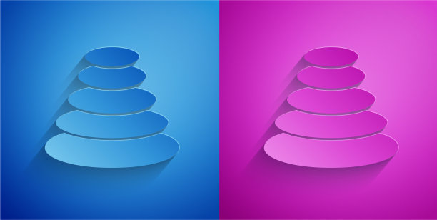 剪纸堆热石头图标孤立在蓝色图片下载