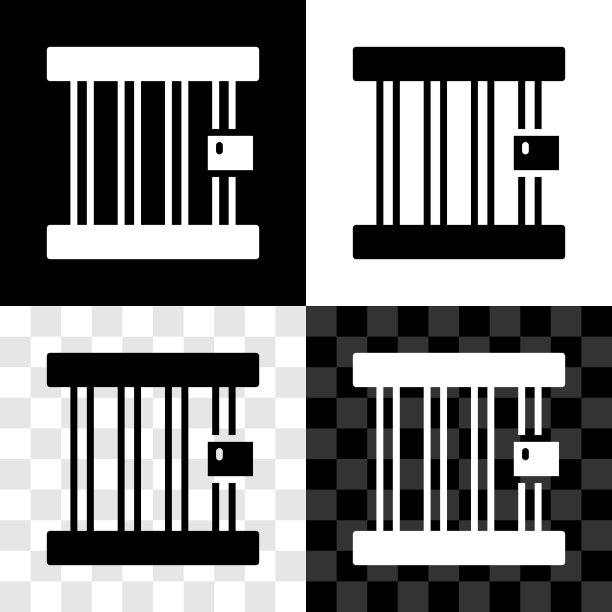 设置监狱窗口图标隔离在黑色和白色图片下载