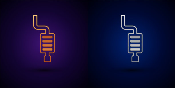 金色和银色汽车消声器图标孤立在黑色图片下载