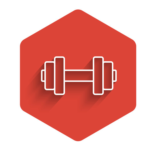 白色线哑铃图标孤立与长影子图片下载