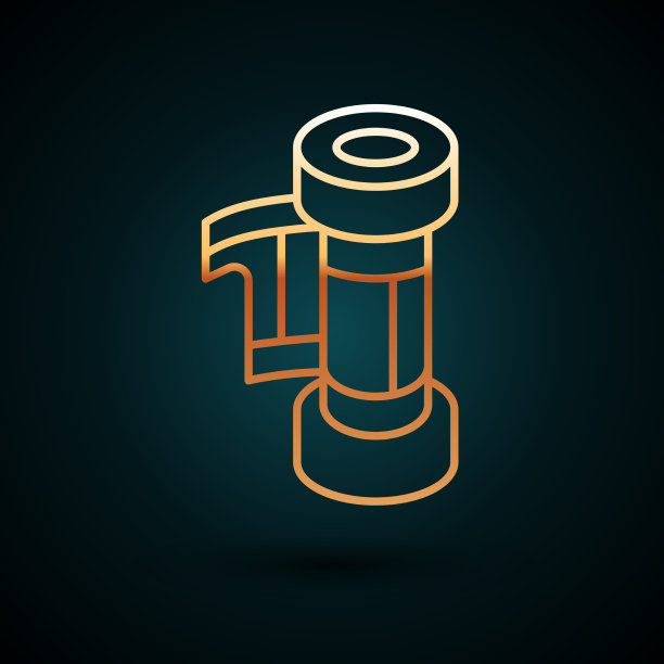 金线相机复古胶卷卷墨盒图标图片下载