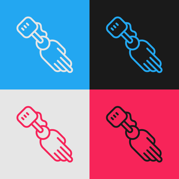 波普艺术线假肢手图标孤立图片下载