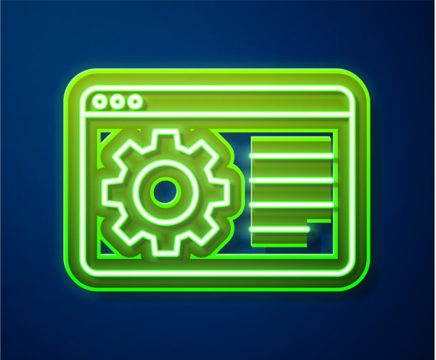 发光的霓虹灯行浏览器设置图标隔离图片下载