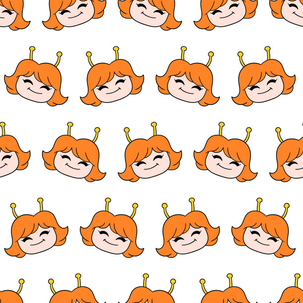 可爱的女性无缝图案纺织印花重复图片下载