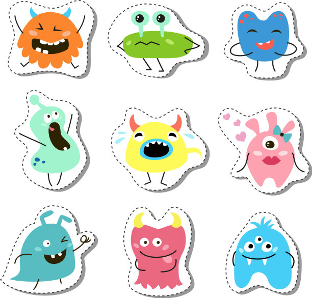 设置卡通怪兽贴纸图片下载