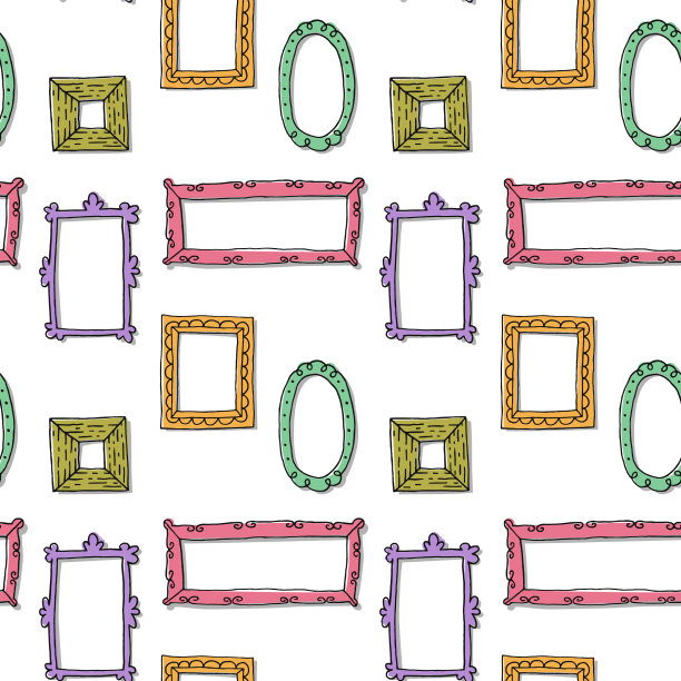 无缝模式与手绘草图框架图片下载