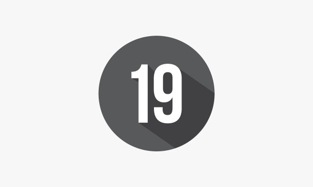 19号数字与阴影孤立在白色背景图片下载