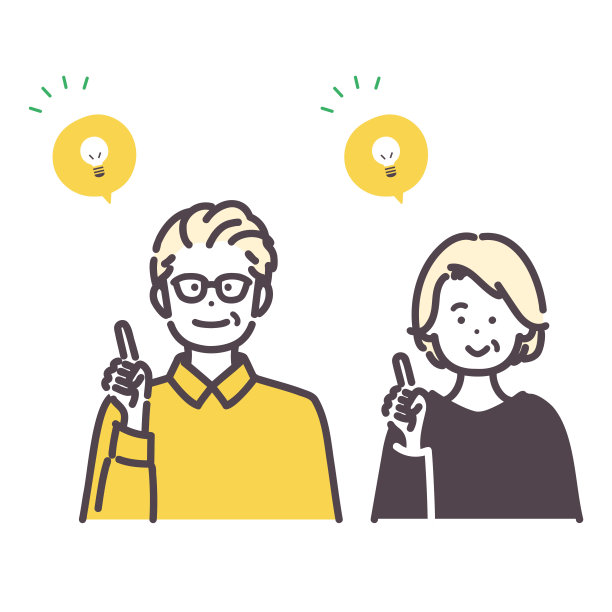 一个有好主意的资深男士和女士的插图。向量。图片下载