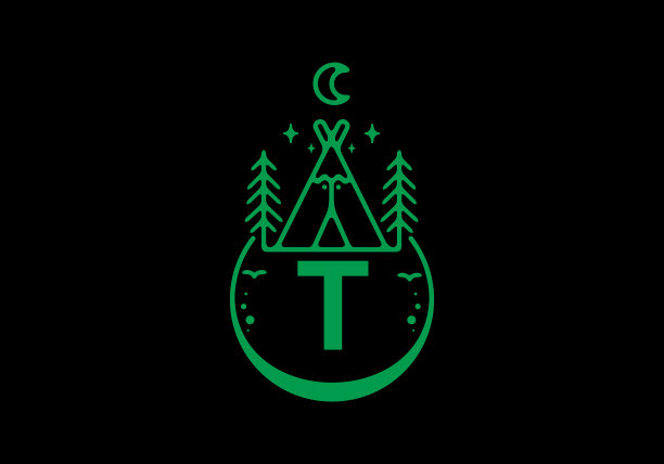 绿色，露营圈的首字母图片下载