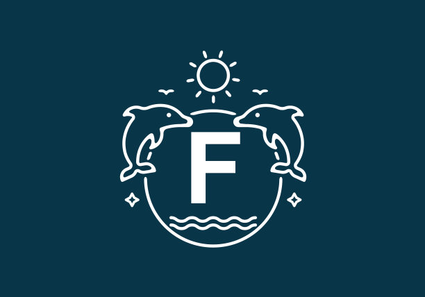 海豚的首字母为白蓝色f图片下载
