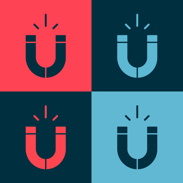 波普艺术磁铁图标孤立的颜色背景图片下载