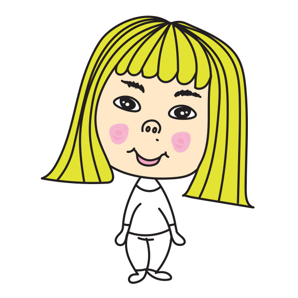 可爱的卡通女孩展示微笑-快乐的感觉图片下载