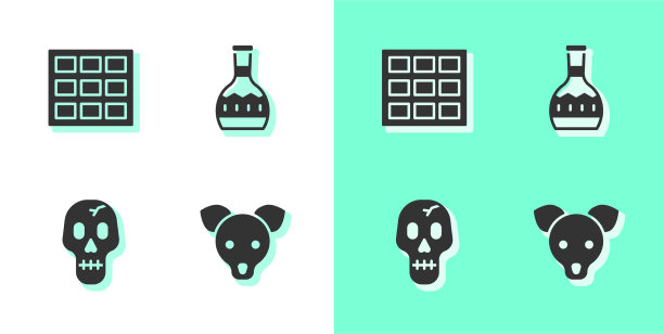 摆上狗狗骷髅巧克力和龙舌兰酒瓶图片下载