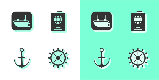 摆好船舵、救生艇锚和图片下载