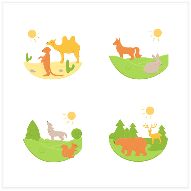 生物多样性平面图标集图片下载