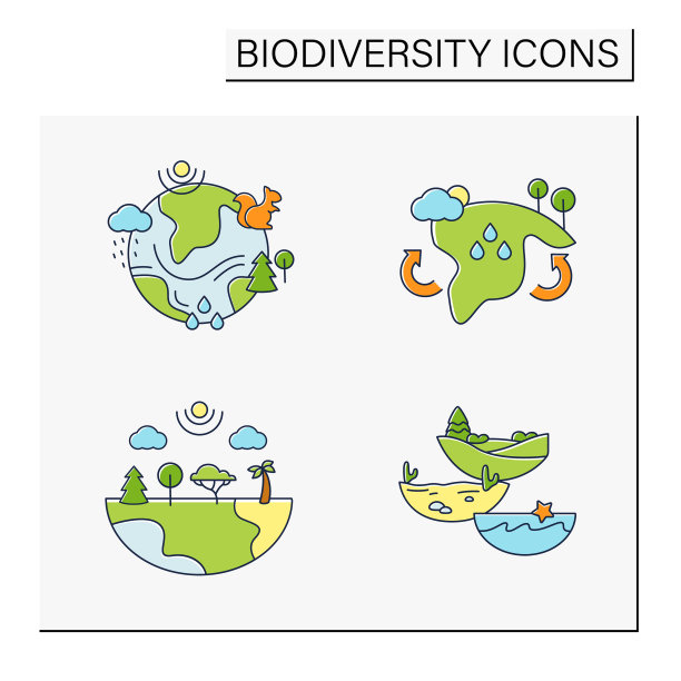 生物多样性颜色图标集图片下载
