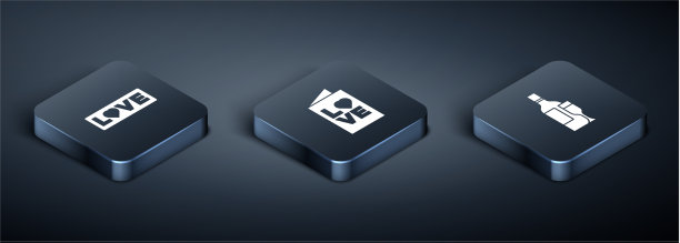 设置等距爱情文本香槟瓶和图片下载