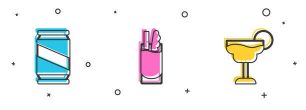 集啤酒可以鸡尾酒血腥玛丽和图标图片下载