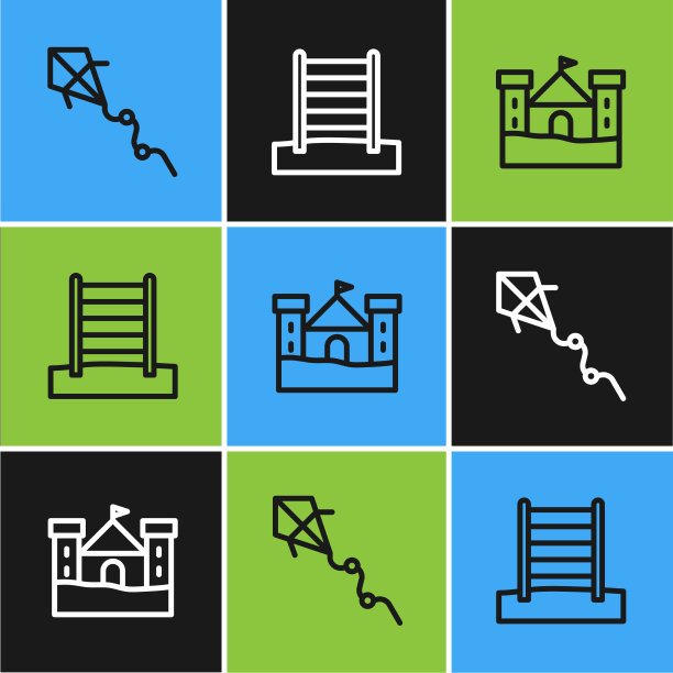 设线风筝沙城堡和瑞典墙图标图片下载