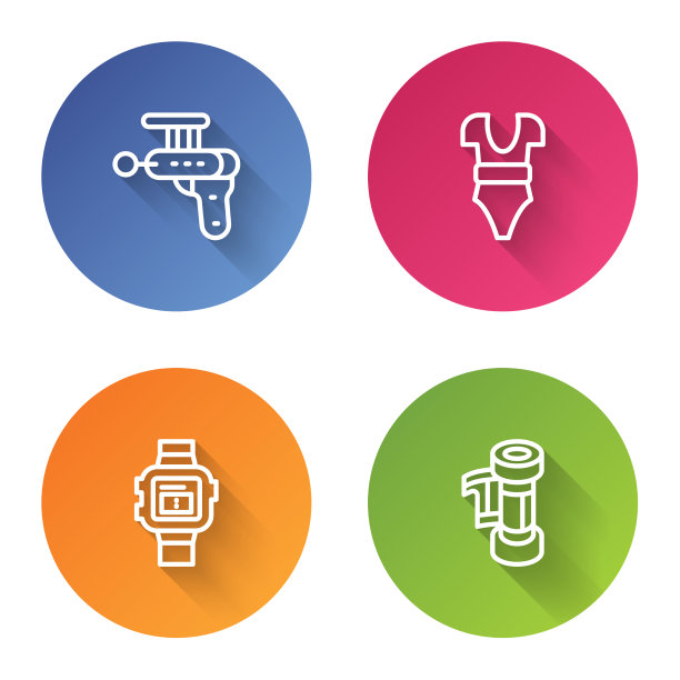 设置线射线枪泳衣、手表和相机图片下载