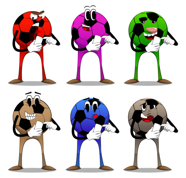 用手机踢足球。图片下载