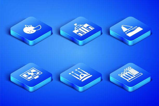 设置Dali博物馆，橙水果，圣家族，图片艺术，普拉多和游艇图标。向量图片下载