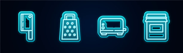 排好切肉机、磨碎机、烤面包机和果酱罐图片下载