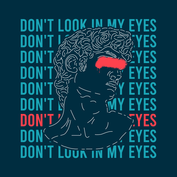 经典的雕像头像和涂在眼睛上的t恤图片下载