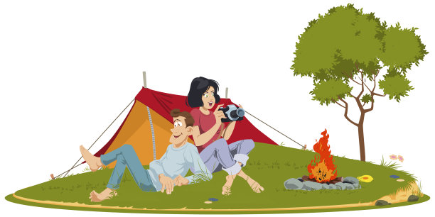 女摄影师在森林里度假游客图片下载