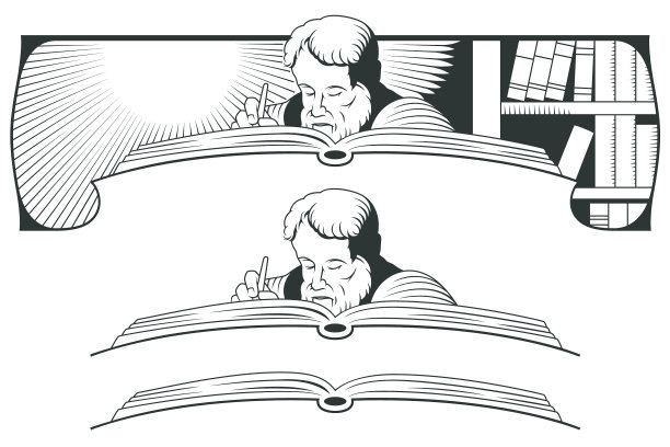 肖像图书馆长者与书图片下载