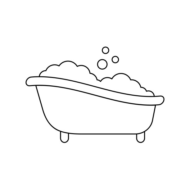 浴缸图标浴缸与肥皂泡沫和泡沫图片下载