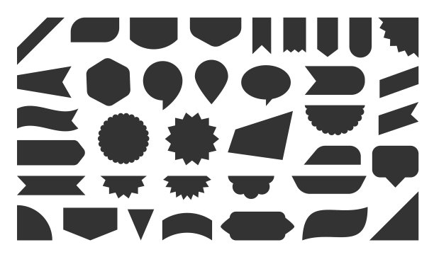 黑色扁平标签标签纸新销售旗帜套图片下载