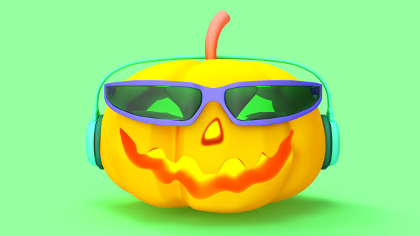 绿色背景下的杰克灯特写镜头图片下载