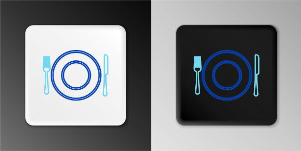 线盘叉和刀的图标孤立在灰色上图片下载