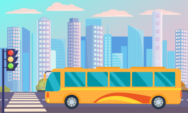 公共交通巴士的背景城市站图片下载