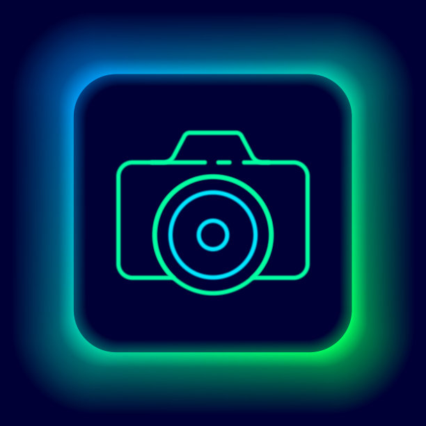 发光的霓虹灯线照片相机图标隔离图片下载