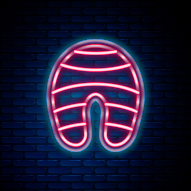 发光的霓虹灯线鱼排图标孤立图片下载