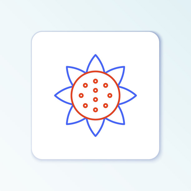 线向日葵图标孤立的白色背景图片下载